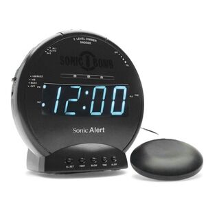 Sonic Bomb Extra Loud Vibrating Alarm Clock with Bed Shaker NIB SBB500SSBLK